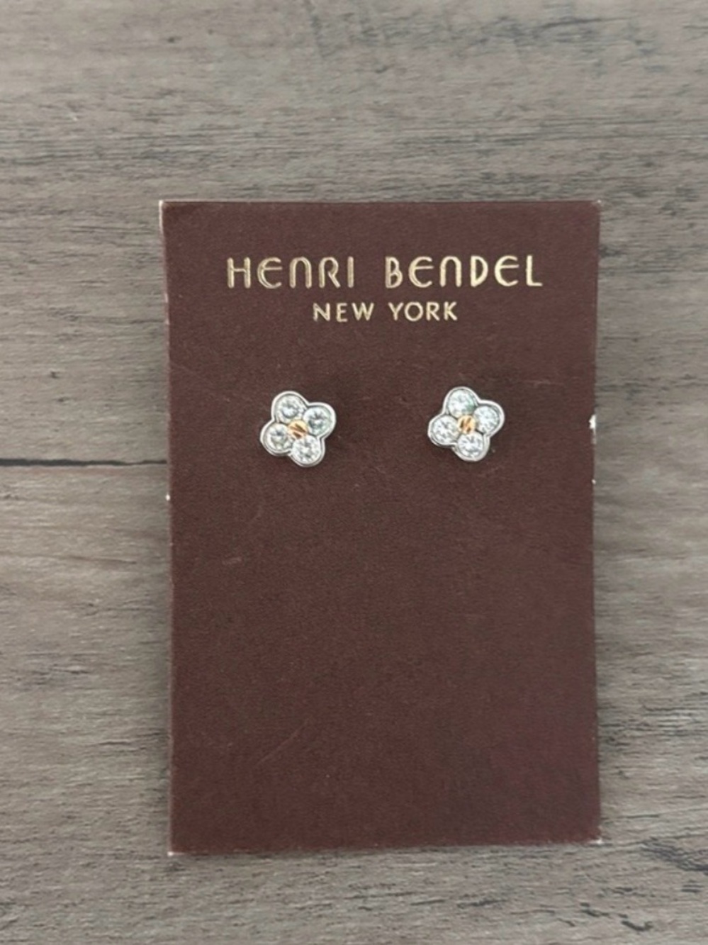 henri bendel Silver Flower Stud Earrings with Gold Centers